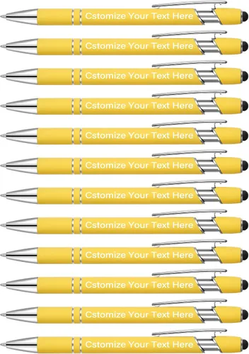 Vista 13 de Kingluu 24 unidades de bolígrafos personalizados con lápiz óptico, escritura suave, tinta negra, bolígrafos personalizados con su nombre, logotipo