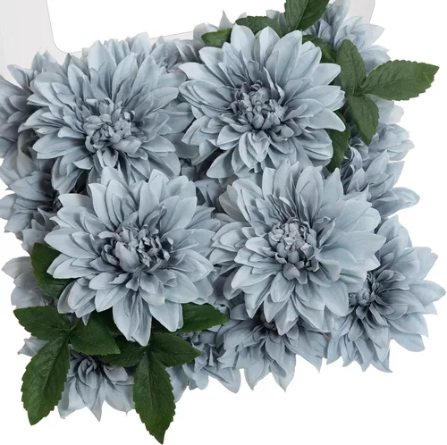 Vista 9 de TINGE TIME Flores artificiales, 20 piezas de dalia de seda de 5/6 pulgadas, flores falsas para bricolaje, ramos de novia, centros de mesa, arreglos