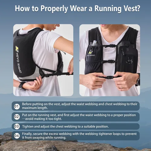 Vista 6 de Chaleco para correr con Botella Blanda de 350 ML de TPU, Chaleco Pequeño de Agua para Correr - Correas de Pecho Ajustables, Chaleco Ligero