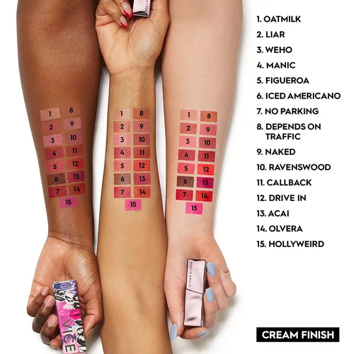Vista 6 de URBAN DECAY Vice - Lápiz labial hidratante, crema de larga duración, acabado mate o brillante, fórmula cremosa, color labial hidratante con aloe