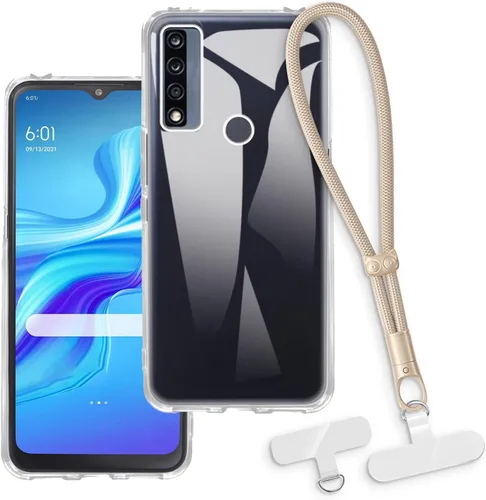 Vista 13 de Estuche y correa de muñeca para TCL 20 A 5G - transparente+negro Funda transparente + correa negra