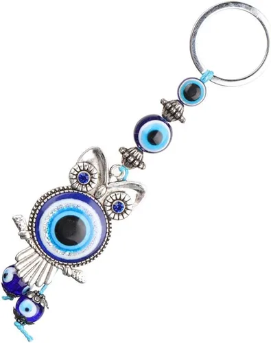 Vista 6 de Llavero de mal de ojo, dije azul de protección turca, soporte para llaves de buena suerte, lindo adorno colgante de automóvil, decoración del hogar