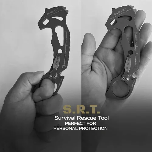 Vista 6 de S.R.T. Herramienta de rescate y supervivencia - Multiherramienta premium de 14 funciones para rescate de automóviles para aplicaciones de protección