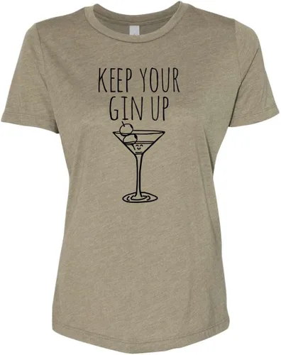 Vista 21 de Cute Women's Screen Printed Crew Neck Tee, Shirts With Sayings, Dusty Blue or Olive