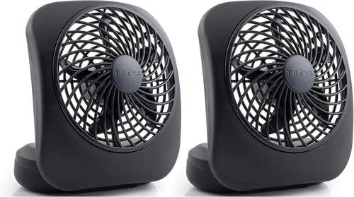 Vista 11 de O2COOL Treva ventilador de 5 pulgadas alimentado por batería, ventilador de escritorio portátil de 2 velocidades de enfriamiento con diseño compacto
