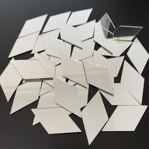 Vista 2 de NUO RUI Mosaico de espejo con forma de diamante de 2 pulgadas, 60 piezas para proyectos de arte artesanal