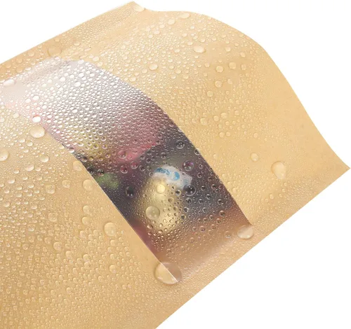 Vista 4 de 200 bolsas Kraft Ziplock de 5.9 x 8.7 pulgadas, bolsa de papel kraft reutilizable con muesca de desgarro y ventana mate para almacenamiento