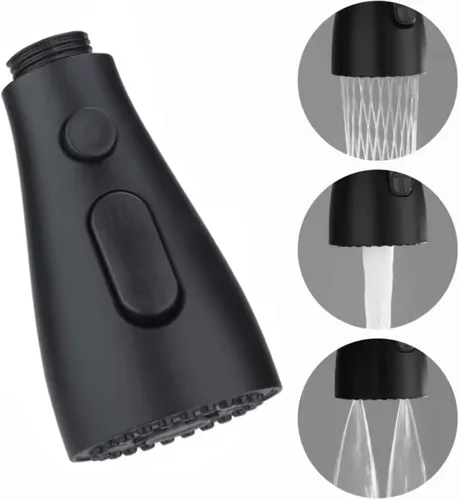 Vista 4 de Repuesto de cabezal de grifo de cocina con 9 adaptadores, cabezal de fregadero desplegable de metal, rociador de fregadero de 3 funciones, adaptador