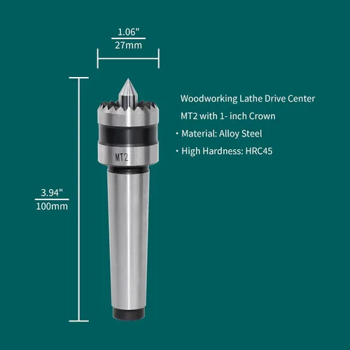 Vista 2 de MT2 Centro de Impulsión para Torno de Madera con Herramientas y Accesorios de Torneado para Torno de Madera Crown de 1 pulgada