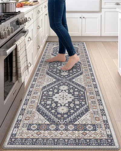 Vista 25 de DEXI Alfombrillas de cocina acolchadas antifatiga, 24 x 87 pulgadas, color Beige claro