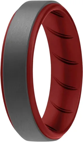 Vista 18 de ROQ Anillo de boda de goma de silicona para hombre, ajuste cómodo, anillo de boda para hombre, duradero, anillo de compromiso de goma transpirable