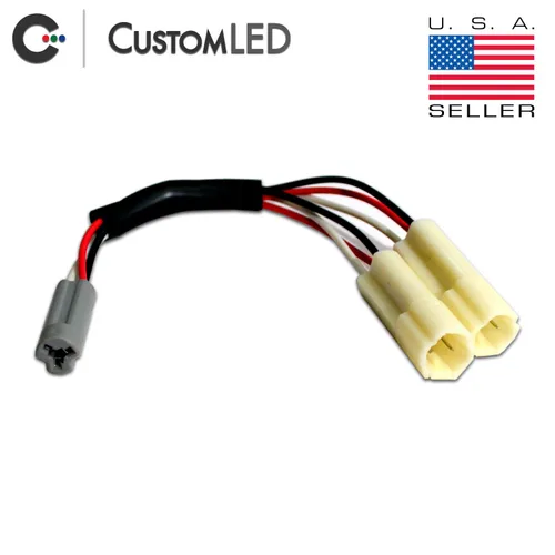Vista 2 de Custom LED Par de conectores de señal de giro en Y para motocicletas Yamaha, divisor intermitente OEM de 3 cables, funciona con dos señales por