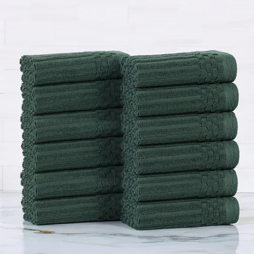 Vista 85 de Superior Juego de 6 toallas de algodón sólido y acanalado, toallas de cara de 13 x 13 pulgadas, toallas de mano de 16 x 28 pulgadas, toallas de baño