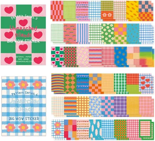 Vista 12 de Monolike Wow Sticker Ancien Fleur + Set de Póster Vintage - Mini Tamaño Lindas Calcomanías, Calcomanías Cuadradas