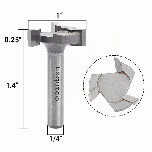 Vista 2 de Exqutoo 1/4" vástago 1 pulgada diámetro de corte T forma CNC Spoilboard superficie