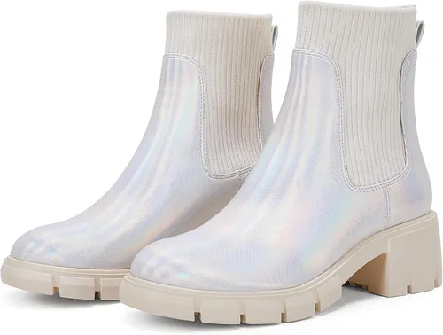 Vista 5 de Coutgo Chelsea - Botines de plataforma para mujer, elásticos, sin cordones, tacón grueso, suela de lengüeta