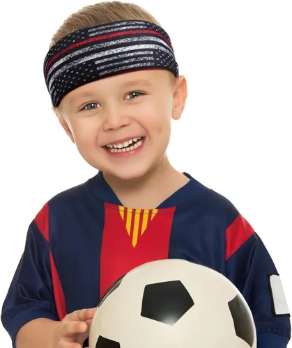 Vista 5 de Sratte 10 diademas atléticas para niños, bandas de sudor que absorben la humedad, bandas deportivas para niños de 16 pulgadas, banda elástica