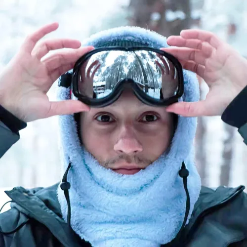 Vista 5 de Shy - Gorro de invierno resistente al viento, pasamontañas de terciopelo, máscara de esquí para hombres y mujeres