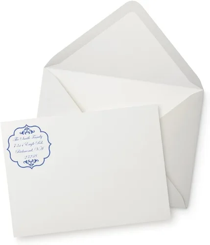 Vista 6 de Edwardian - Sello de dirección de escritura autoentintado, regalo personalizado, fuente de guión, sello de hotel, diseño cuadrado