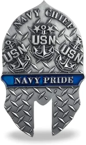 Vista 3 de Moneda de desafío militar de la USN Navy Thin Blue Line Lives Vive Regalo de veterano