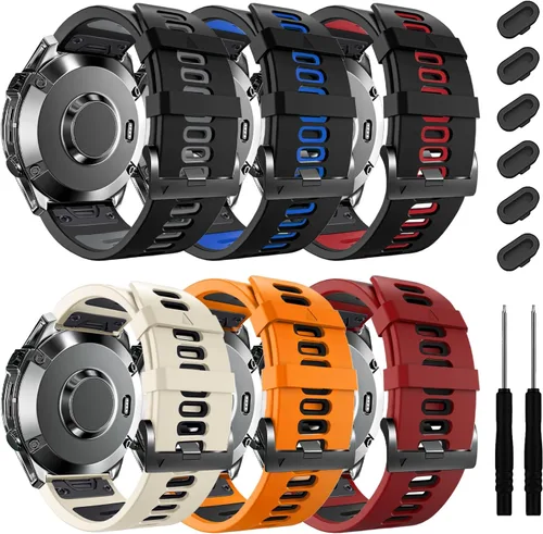 Vista 23 de ZPJPPLX Correa Quickfit de 0.866 pulgadas compatible con Garmin Fenix 8/7/6 epix Pro, correa de silicona para Fenix E/5 Plus/5/tactix quatix 8 7