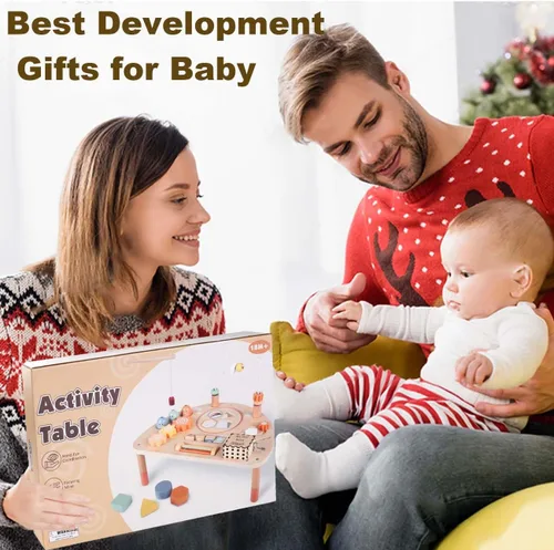 Vista 8 de Mesa de Actividad para Niños de 1 Año, Juguetes Montessori para Niñas y Niños de 1 a 2 Años, Regalos, Mesa de Juego Sensorial de Madera 8 en 1