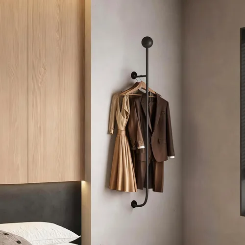 Vista 3 de 58.2 pulgadas-Boutiques Perchero de ropa montado en la pared Percheros de pared Barra colgante Percheros Organizador Organizador Sistema colgante