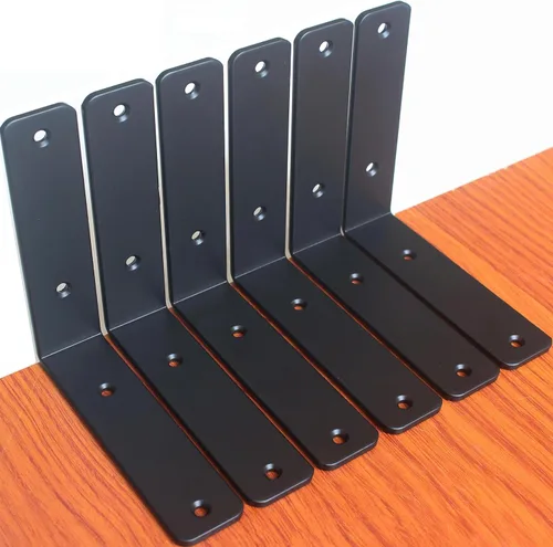 Vista 74 de Paquete de 2 soportes de estante en L de 6 pulgadas de largo x 4 pulgadas de alto x 1.5 pulgadas de ancho, 5 mm de grosor, soportes de estante