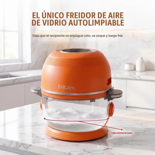 Vista 5 de Fritaire Freidora de aire de vidrio no tóxica, 9 en 1 Pro, asador Negro