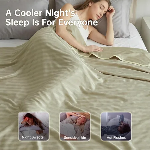 Vista 6 de Guohaoi - Manta refrescante de enfriamiento para personas que duermen con calor, fibra Arc-Chill Q-Max >0.5, 100% Certificada Oeko-Tex, ligera