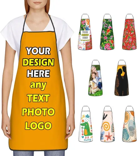 Vista 15 de Delantales impermeables personalizados para diseñar tu propia foto logotipo texto para cocinar hornear 28.3 x 20.4 pulgadas