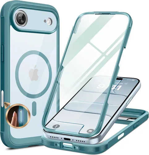 Vista 32 de Miracase - Funda magnética para iPhone 13 Pro Max de 6.7 pulgadas (compatible con MagSafe), transparente, completo, protector de pantalla de vidrio