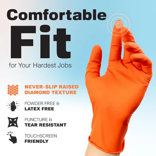 Vista 3 de Raxwell Nitrile Disposable Gloves - Puncture-Resistant Work Gloves - Diamond Grip for Food Prep, Cleaning & Cooking