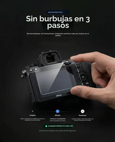 Vista 6 de iDaPro Protector de pantalla para Nikon D850, 9H vidrio templado