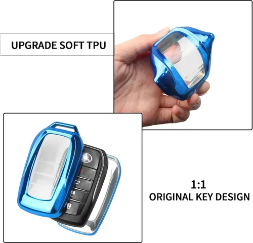 Vista 4 de QBUC Funda para llavero Toyota con llavero, compatible con Toyota Venza Corolla Cross Grand Highlander Tundra RAV4 Prime Prius Land Cruiser Sequoia