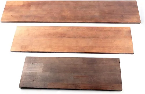 Vista 4 de Estante industrial de la pared del estante del tubo de madera rústica con el tubo negro del hierro 2 niveles
