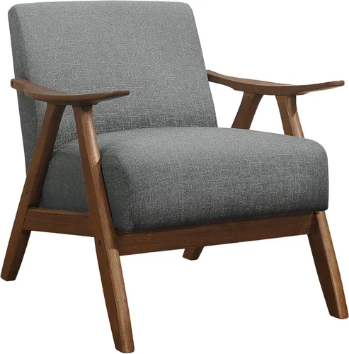 Vista 17 de Lexicon Silla de Acento Moderna de Mediados de Siglo con Marco de Madera Sólida en Acabado de Nogal, Sillón de Descanso con Brazos Tapizado
