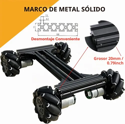Vista 6 de Mecanum Wheel - Kit de aprendizaje de control de chasis de automóvil para Arduino Raspberry Pie Microbit con motor codificador de CC, Steam AGV ROS