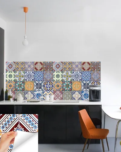 Vista 3 de Backsplash - Calcomanías para azulejos de despegar y pegar, juego de 24 unidades, calcomanías auténticas para azulejos de baño, calcomanías de pared