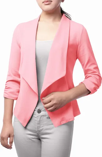 Vista 5 de FASHIONOLIC - Chaqueta de manga 34 recogida, blazer abierto para mujer (hecho en Estados Unidos)