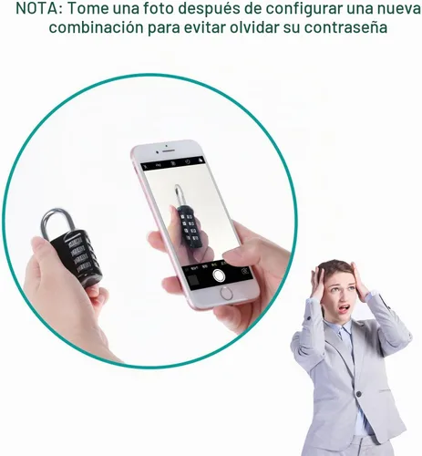Vista 7 de ZHEGE Candado de grillete de 2.6 pulgadas de largo, cerradura de combinación de 4 dígitos al aire libre para puerta de cerca, cobertizo, garaje
