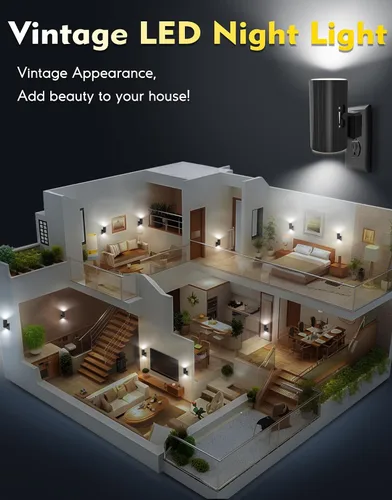 Vista 7 de Luces nocturnas enchufables a la pared, luz nocturna LED enchufable con sensor de luz, luz de pared de brillo ajustable de 0-100 lúmenes, luz blanca