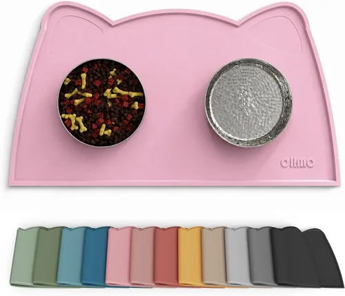 Vista 18 de OHMO - Tapete de silicona para comida para gatos, tapete de alimentación de mascotas para el piso, antideslizante e impermeable, bandeja para agua