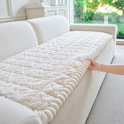 Vista 14 de Fundas de Reposabrazos de Sofá Antideslizantes, Funda Lavable de Respaldo de Sillón Suave, Fundas Gruesas y Peludas para Reposabrazos de Sofá