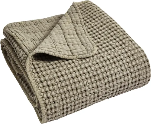 Vista 13 de Levtex Home - Colección Mills Waffle - Manta - Waffle de algodón Adobe - Tamaño de la manta 50 x 60 pulgadas.