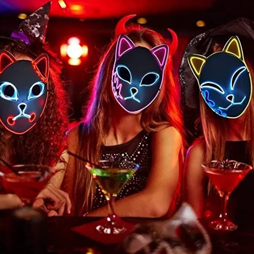 Vista 2 de goodhelper Halloween Demon Slayer Mask Japanese Anime Carnival Masquerade Fox Mask