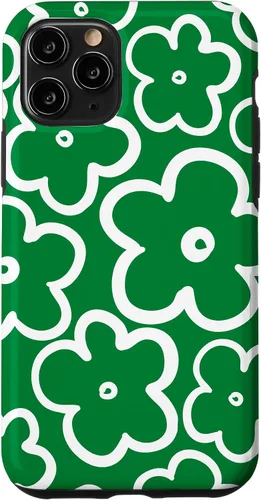 Vista 10 de Funda para iPhone 12 Pro Max con diseño de flores silvestres grandes, color verde y blanco