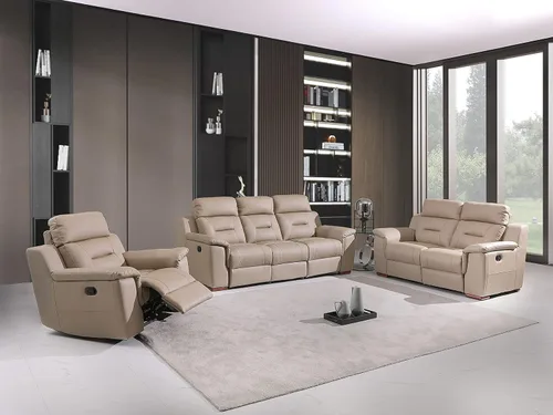Vista 10 de Blackjack Furniture Walker Leather Match - Sofá reclinable tapizado para sala de estar, madera avellana
