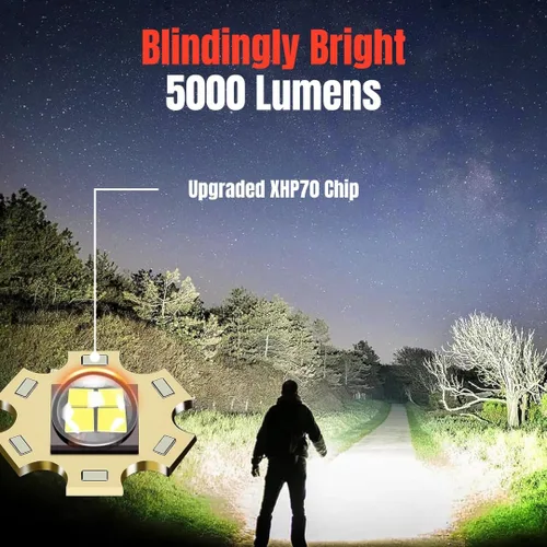 Vista 2 de NightBuddy Potente linterna LED táctica recargable de 5000 lúmenes altos para acampar en casa o supervivencia con interruptor de ventana
