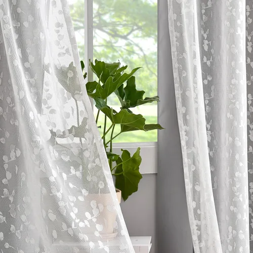 Vista 19 de Jubilantex Cortinas opacas completas + paneles de ventana transparentes con hojas, juego de tratamiento de ventana de doble capa estilo mezcla
